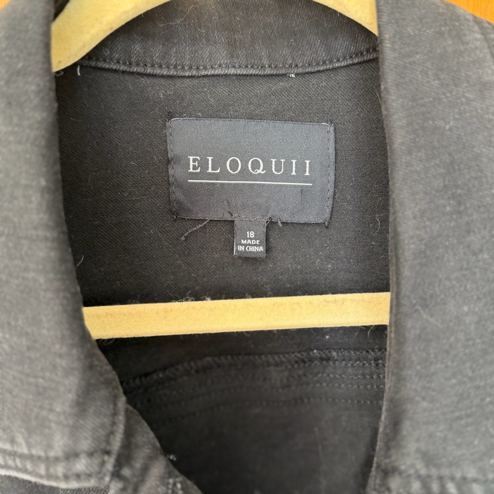 Eloquii Black Fringe Denim Jacket Size 18 | Statement Layer Festival Spring - Picture 3 of 7